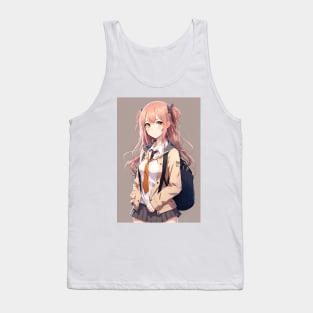 Anime Girl Cute Student Sexy with Backpack Tank Top